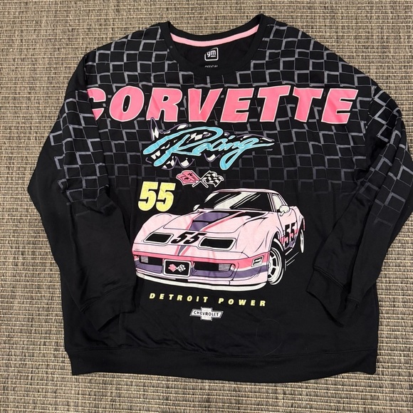 Hybrid Apparel Tops - Hybrid Apparel Black and Pink Corvette Racing Sweatshirt